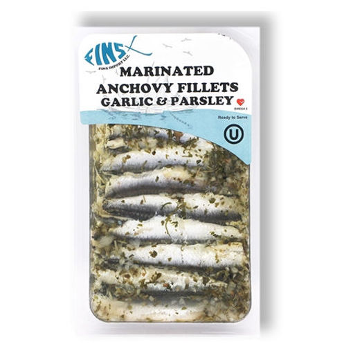 Picture of FINS Garlic & Parsley Marinated Anchovy Fillets 125g
