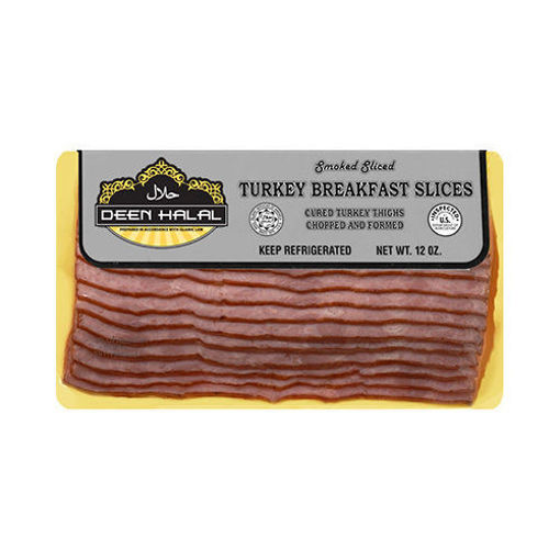 Picture of DEEN HALAL Smoked Sliced Turkey Breakfast Bacon 340g