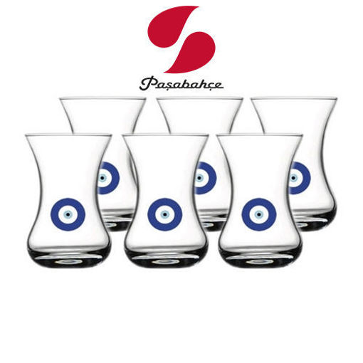 Picture of PASABAHCE Tea Glass (Ince Belli) w/Evil Eye 6 pcs