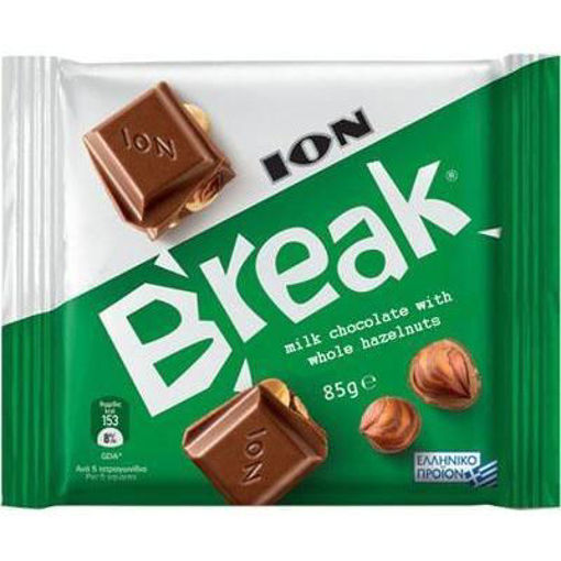 Picture of ION Break Milk Chocolate w/Whole Hazelnuts 85g