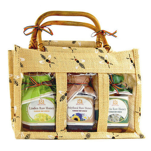 Picture of BELEVINI Premium Raw Honey Gift Set (Acacia – 14.1oz, Linden- 14.1oz, Polyfloral-14.1oz)