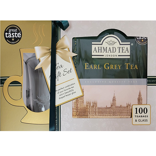 AHMAD TEA Earl Grey Tea w/Gift Glass (100 Tea Bags) resmi