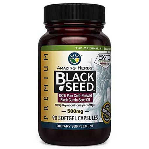 Picture of AMAZING HERBS Premium Black Seed Oil Capsules (90pc 500mg)