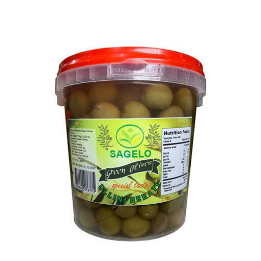 SAGELO Green Berati Olives 2lbs. (Ullinj Berati) resmi