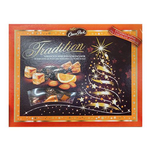 Picture of CHOCOPACK Christmas Tree Candies w/Marzipan & Orange Chocolate 320g
