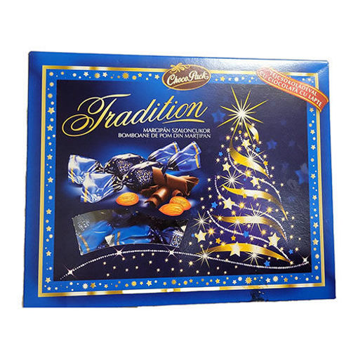CHOCOPACK Tradition Marzipan Chocolate Tree Blue Pack 320g resmi
