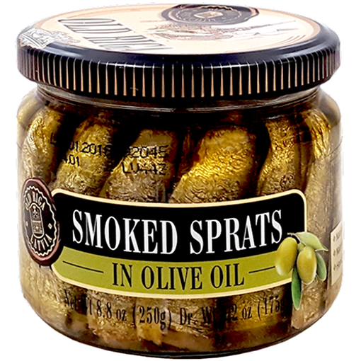 Picture of OLD RIGA Smoked Sprats in Olive Oil (Glass Jar) 250g