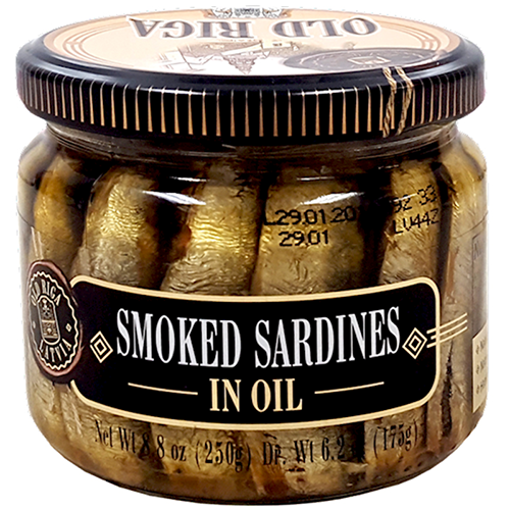 Picture of OLD RIGA Smoked Sardines in Oil (Glass Jar) 250g