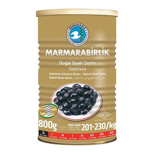 Picture of MARMARABIRLIK Mega Black Olives in Can ''XL Size'' 800g