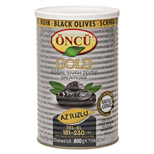 Picture of ONCU Gold Low Salted Black Olives in Can ''XL-2XL Size'' 800g