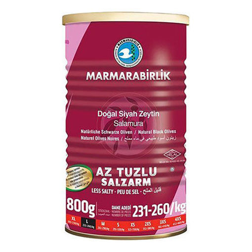 Picture of MARMARABIRLIK Low Salted Black Olives in Can ''L Size'' 800g