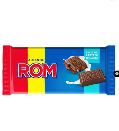 Picture of ROM . Romanian Chocolate Bar  - Ciocolata Lapte Si Crema Rom 88 g
