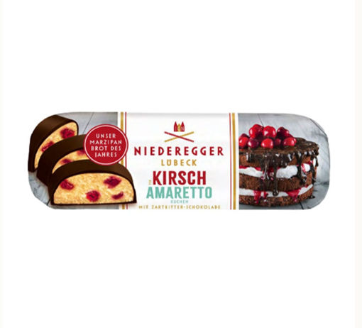 Picture of NIEDEREGGER CHERRY AMARETTO CHOCOLATE COVERED MARZIPAN LOAF 4.4OZ