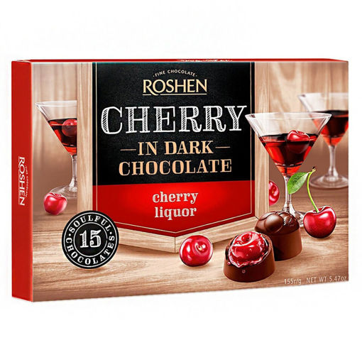 ROSHEN Cherry in Dark Chocolate Cherries Liqueur Gift Box 155g resmi