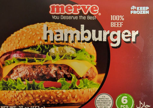 Picture of MERVE  %100   BEEF BURGER  HAMBURGER  652GR 6PC